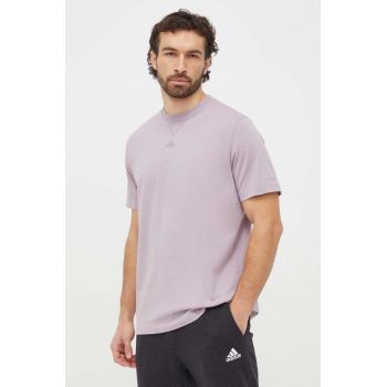 adidas tricou din bumbac bărbați, culoarea violet, cu imprimeu  IR5267