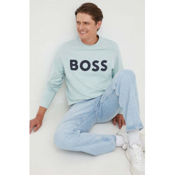 BOSS hanorac de bumbac ORANGE bărbați, culoarea verde, cu imprimeu 50487133