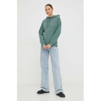 Levi's hanorac de bumbac femei, culoarea verde, cu glugă, neted