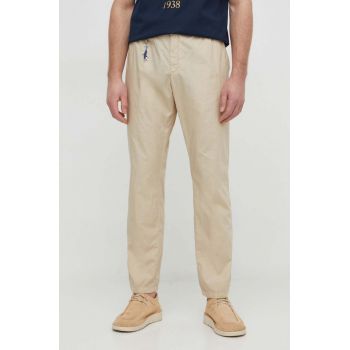 Paul&Shark pantaloni de bumbac culoarea bej, drept