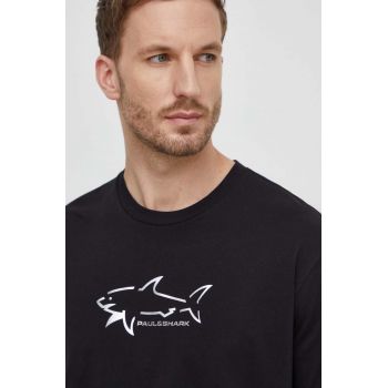 Paul&Shark tricou din bumbac barbati, culoarea negru, cu imprimeu