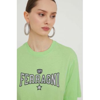 Chiara Ferragni tricou din bumbac femei, culoarea verde