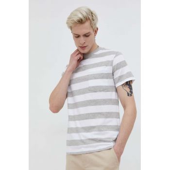 Solid tricou din bumbac barbati, culoarea gri, modelator