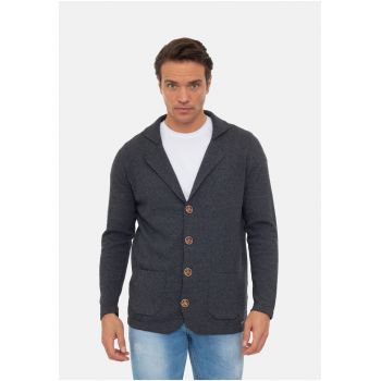 Cardigan cu guler si revere