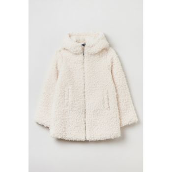 Palton de blana shearling sintetica cu gluga