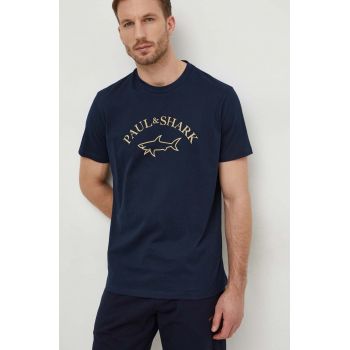 Paul&Shark tricou din bumbac barbati, culoarea albastru marin, cu imprimeu