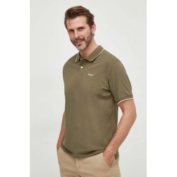 Pepe Jeans polo de bumbac Hans culoarea verde, neted