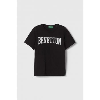 United Colors of Benetton tricou de bumbac pentru copii culoarea negru, cu imprimeu