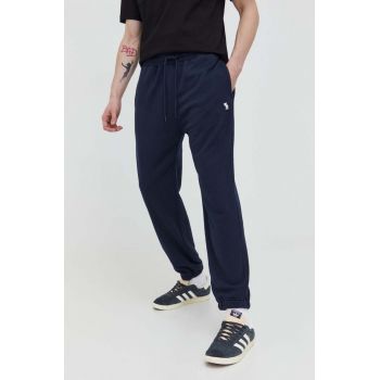 Abercrombie & Fitch pantaloni de trening culoarea albastru marin, neted