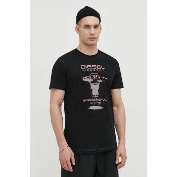 Diesel tricou din bumbac bărbați, culoarea negru, cu imprimeu A12497.0GRAI