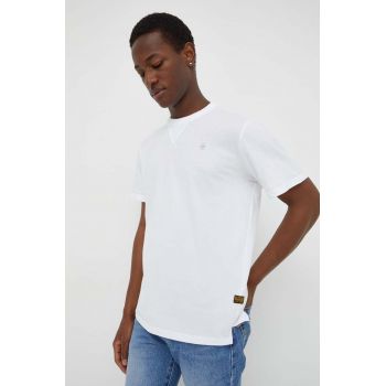 G-Star Raw tricou din bumbac barbati, culoarea alb, neted