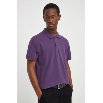 Levi's polo de bumbac culoarea violet, neted, 35883