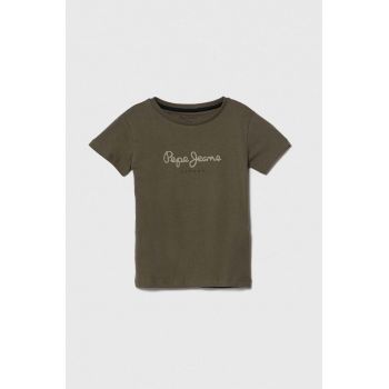 Pepe Jeans tricou de bumbac pentru copii PJL BJ culoarea verde, cu imprimeu