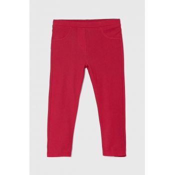 United Colors of Benetton pantaloni copii culoarea roz, neted