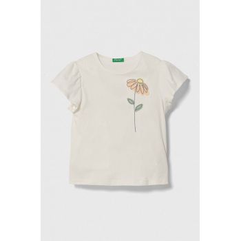 United Colors of Benetton tricou de bumbac pentru copii culoarea bej