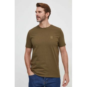 BOSS Orange tricou din bumbac bărbați, culoarea verde, uni, 50508584