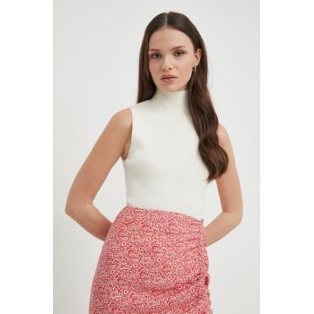 Sisley top femei, culoarea bej, cu turtleneck