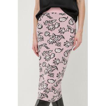 Weekend Max Mara fustă culoarea roz, midi, drept 2415300000000