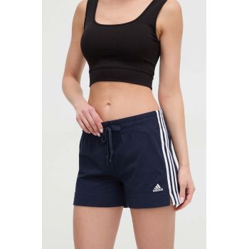 adidas pantaloni scurți femei, culoarea bleumarin, cu imprimeu, high waist HM9289