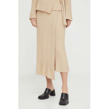 By Malene Birger fusta de lana culoarea bej, midi, drept