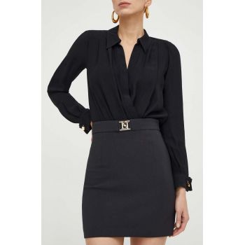 Elisabetta Franchi fusta culoarea negru, mini, drept