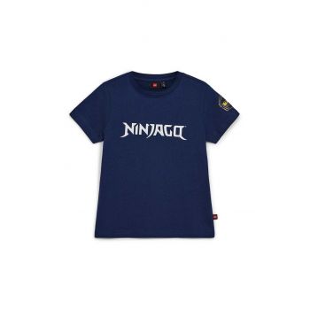 Lego tricou de bumbac pentru copii culoarea albastru marin, cu imprimeu