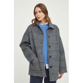 MAX&Co. palton din lână pe două fețe culoarea gri, de tranziție, oversize 2416080000000