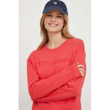 Pepe Jeans hanorac de bumbac Hanna femei, culoarea rosu, cu imprimeu