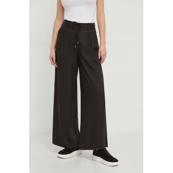 Pepe Jeans pantaloni femei, culoarea negru, lat, high waist