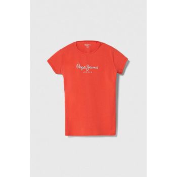 Pepe Jeans tricou copii HANA GLITTER culoarea rosu