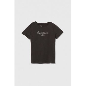 Pepe Jeans tricou de bumbac pentru copii NINA culoarea gri