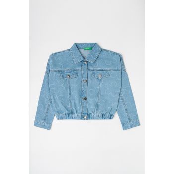 Jacheta crop de denim ieftina