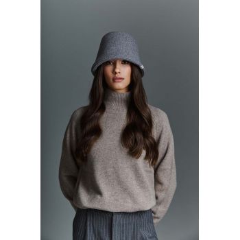 LE SH KA headwear pălărie de cașmir Grey Bucket culoarea gri, de lana