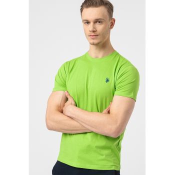 Tricou regular fit cu decolteu la baza gatului