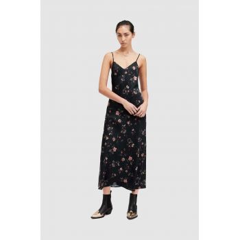 AllSaints rochie Bryony Tanana culoarea negru, midi, drept