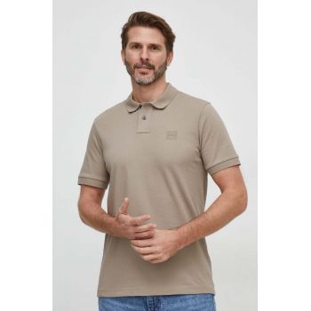 BOSS Orange tricou polo barbati, culoarea bej, neted, 50507803