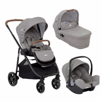 Carucior pentru copii multifunctional 3 in 1 Joie Versatrax E Gray Flannel i-Size