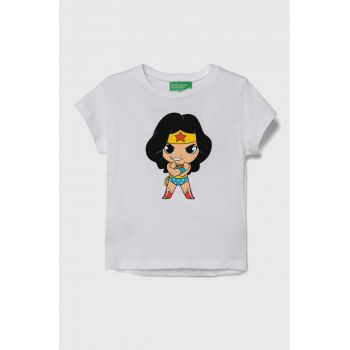 United Colors of Benetton tricou de bumbac pentru copii culoarea alb