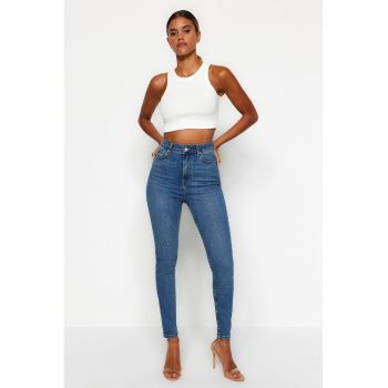 Blugi skinny cu talie inalta