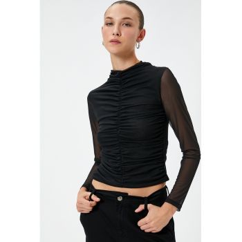 Bluza cu fronseuri si maneci semi-transparente