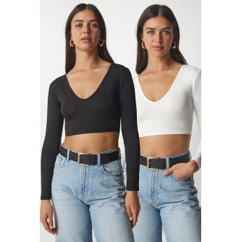 Set de bluze crop striate - 2 piese