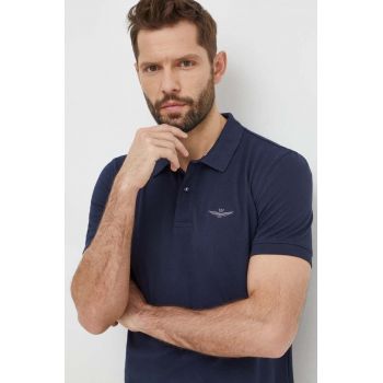 Aeronautica Militare tricou polo barbati, culoarea albastru marin, neted