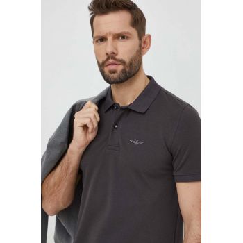 Aeronautica Militare tricou polo barbati, culoarea gri, neted