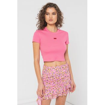 Tricou crop cu aspect striat