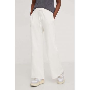 Abercrombie & Fitch pantaloni de trening culoarea bej, neted