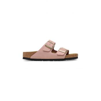 Birkenstock papuci din nubuc Arizona culoarea roz, 1026684