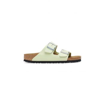 Birkenstock papuci din piele Arizona femei, culoarea verde, 1026710