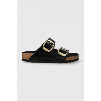 Birkenstock slapi de piele Arizona Big Buckle femei, culoarea negru, 1021471