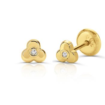 Cercei din aur 14k pentru copii Clover with Diamonds