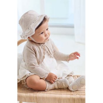 Mayoral Newborn rochie cu amestec de in pentru copii culoarea bej, mini, evazati